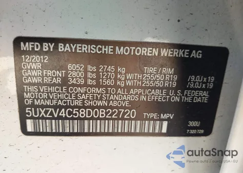 2013 BMW X5 xDrive35I/xDrive35I Premium/xDrive35I Sport Activity из США, поврежденный, VIN 5UXZV4C58D0B22720